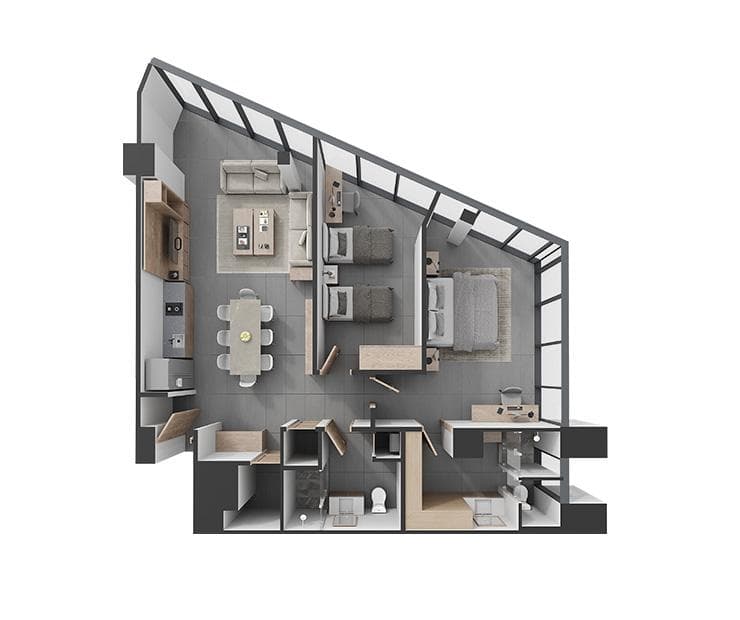 Diagrama de distribución departamento en San Pedro Garza García.